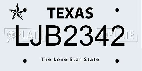 LJB2342 Texas License Plate
