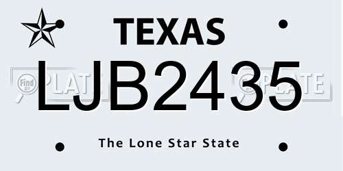 LJB2435 Texas License Plate