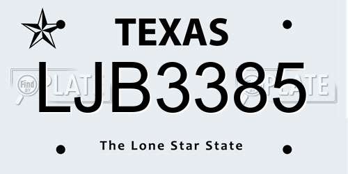 LJB3385 Texas License Plate