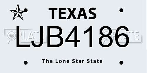 LJB4186 Texas License Plate