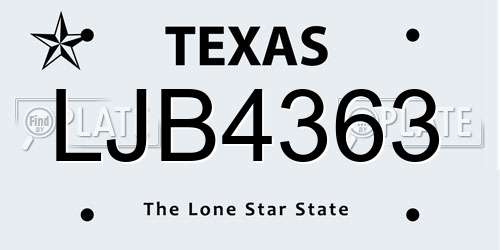 LJB4363 Texas License Plate