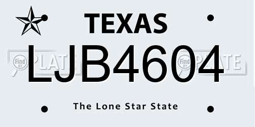 LJB4604 Texas License Plate