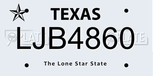 LJB4860 Texas License Plate