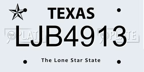 LJB4913 Texas License Plate