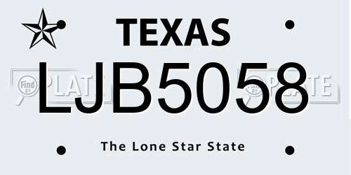 LJB5058 Texas License Plate