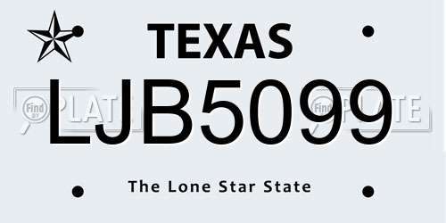 LJB5099 Texas License Plate