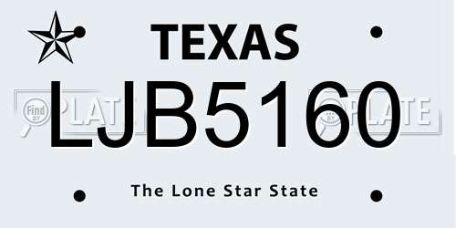 LJB5160 Texas License Plate