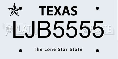 LJB5555 Texas License Plate