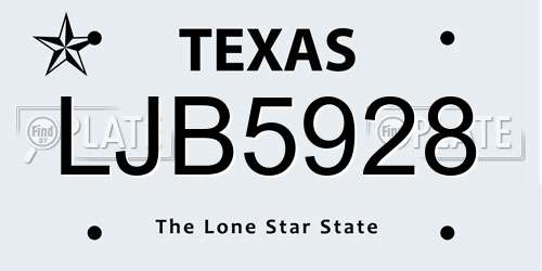 LJB5928 Texas License Plate
