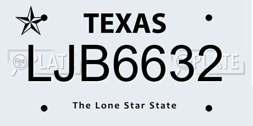 LJB6632 Texas License Plate