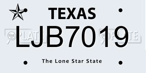 LJB7019 Texas License Plate