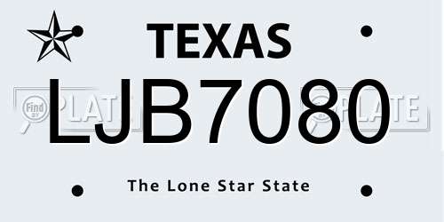 LJB7080 Texas License Plate