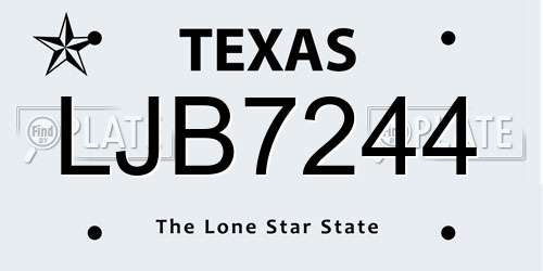 LJB7244 Texas License Plate