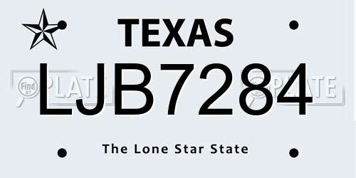 LJB7284 Texas License Plate