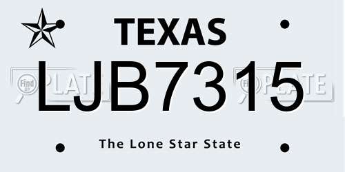 LJB7315 Texas License Plate