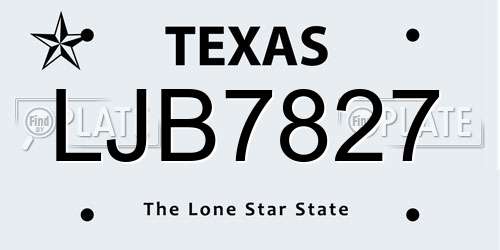 LJB7827 Texas License Plate