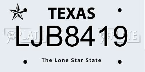 LJB8419 Texas License Plate