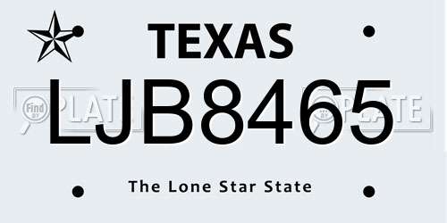LJB8465 Texas License Plate