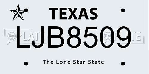 LJB8509 Texas License Plate
