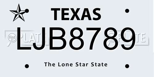 LJB8789 Texas License Plate