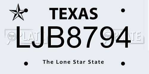 LJB8794 Texas License Plate