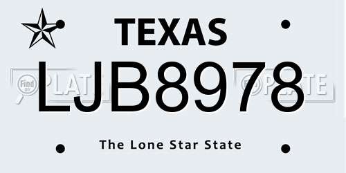 LJB8978 Texas License Plate