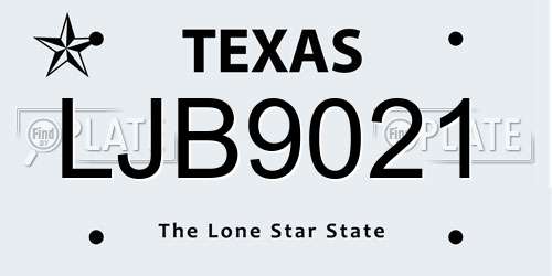 LJB9021 Texas License Plate