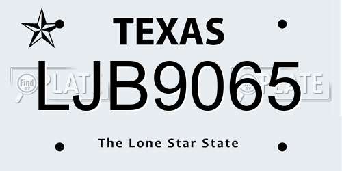 LJB9065 Texas License Plate
