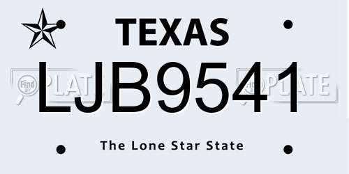 LJB9541 Texas License Plate