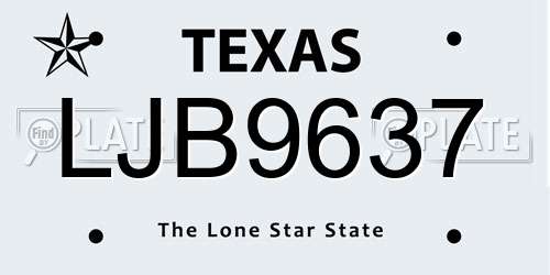 LJB9637 Texas License Plate