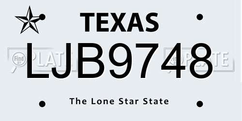 LJB9748 Texas License Plate