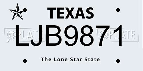 LJB9871 Texas License Plate