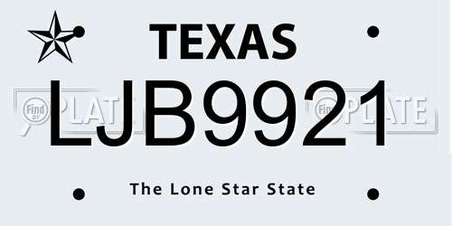 LJB9921 Texas License Plate