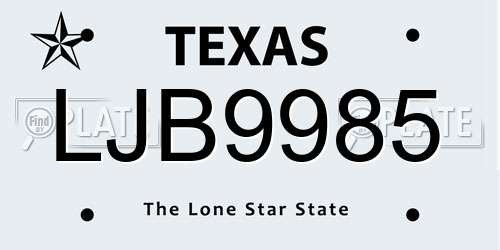 LJB9985 Texas License Plate