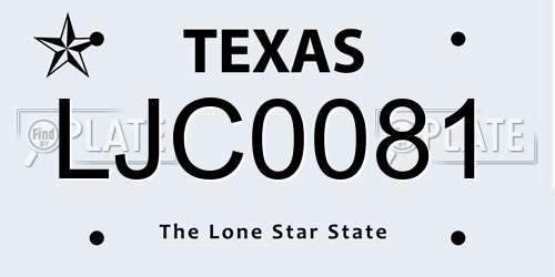 LJC0081 Texas License Plate