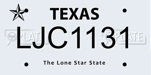 LJC1131 Texas License Plate