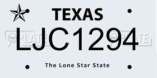 LJC1294 Texas License Plate
