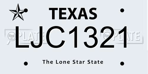 LJC1321 Texas License Plate