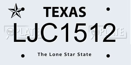 LJC1512 Texas License Plate