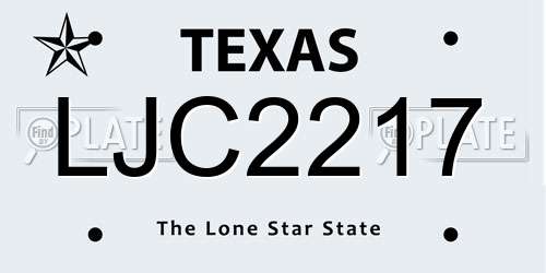 LJC2217 Texas License Plate