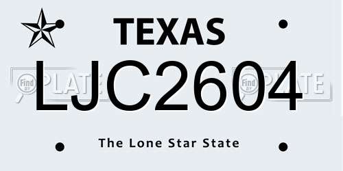LJC2604 Texas License Plate