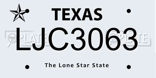 LJC3063 Texas License Plate