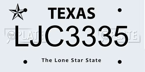 LJC3335 Texas License Plate