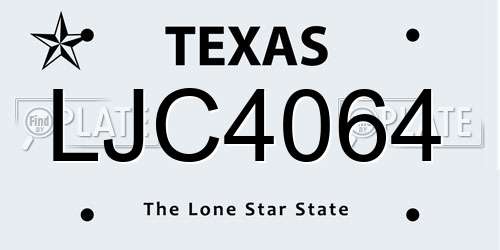 LJC4064 Texas License Plate