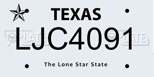 LJC4091 Texas License Plate