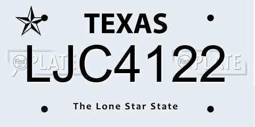 LJC4122 Texas License Plate