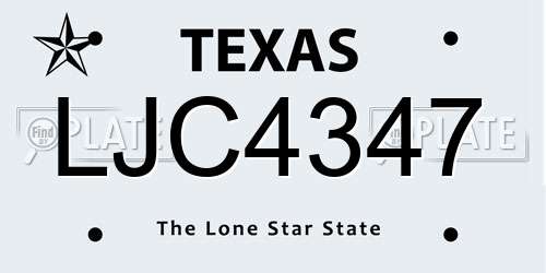 LJC4347 Texas License Plate