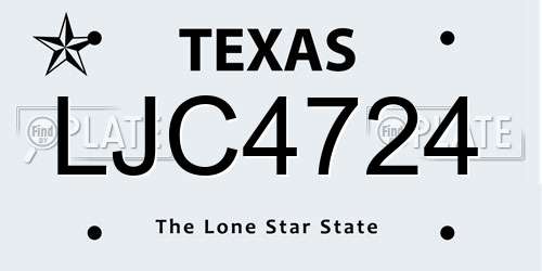LJC4724 Texas License Plate