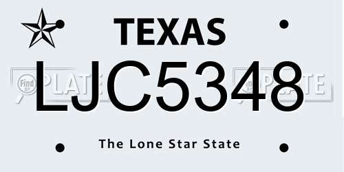 LJC5348 Texas License Plate