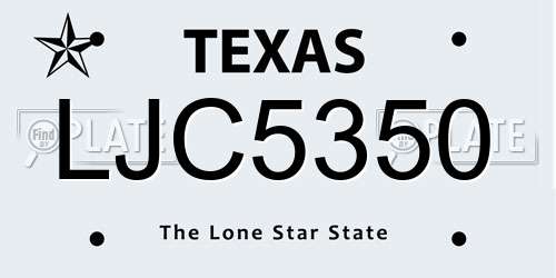 LJC5350 Texas License Plate
